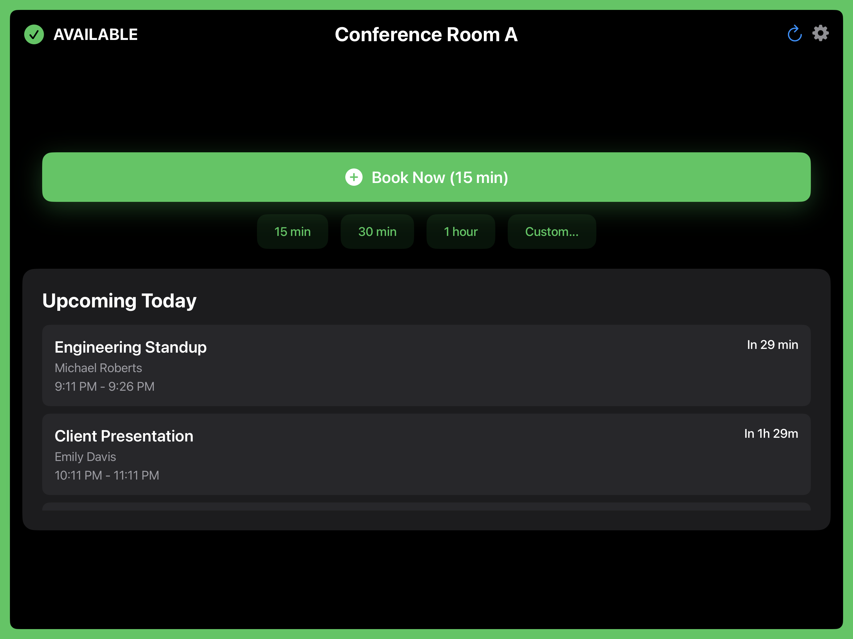 Room available with schedule view